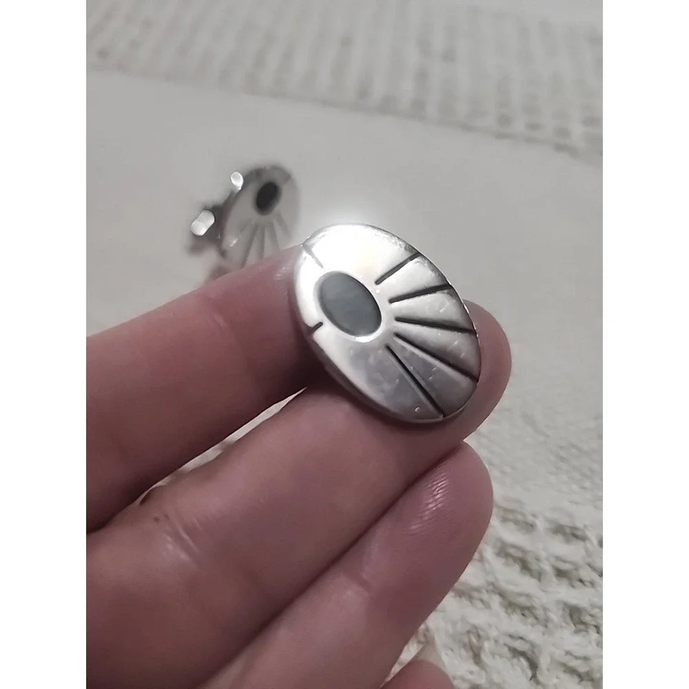 Vintage Hickok cufflinks Silver Black MCM Sunburst